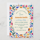 Elegant Folk Mexican Floral Baby shower invitation 招待状 (正面)