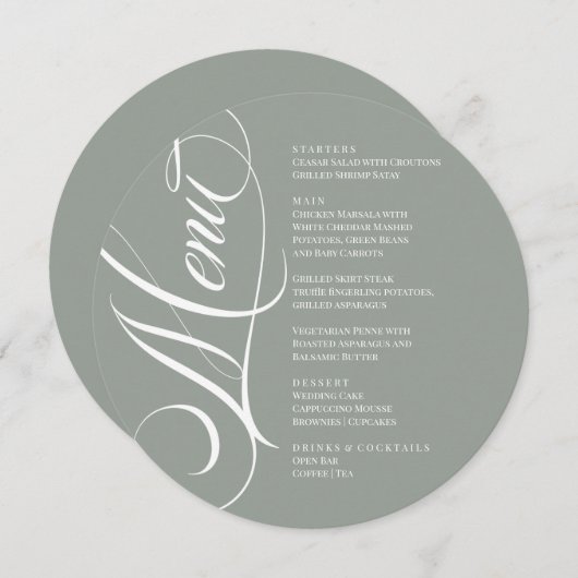 Elegant font modern Menu  メニュー (正面/裏面)