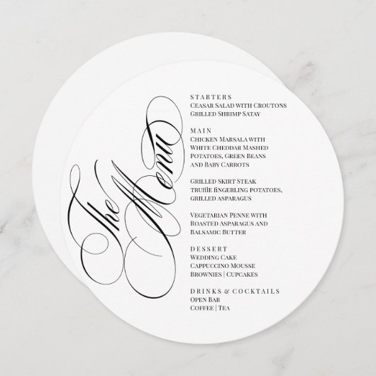 Elegant font modern Menu メニュー (正面/裏面)