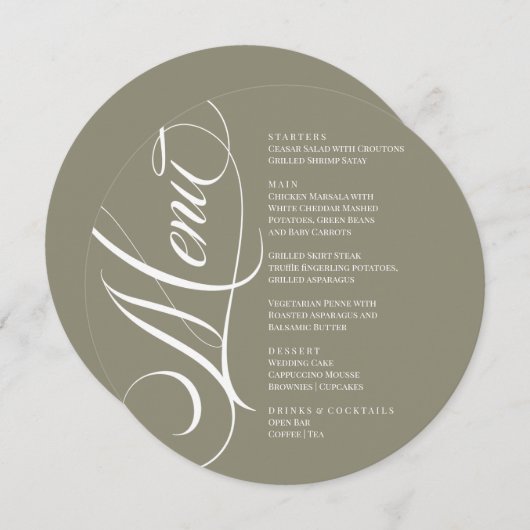 Elegant font modern Menu  メニュー (正面/裏面)