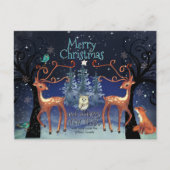 Elegant Forest Animals Christmas Postcard | Deer  シーズンポストカード (正面)