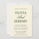 Elegant Forest Green & Cream Old Money Wedding 招待状 (正面)
