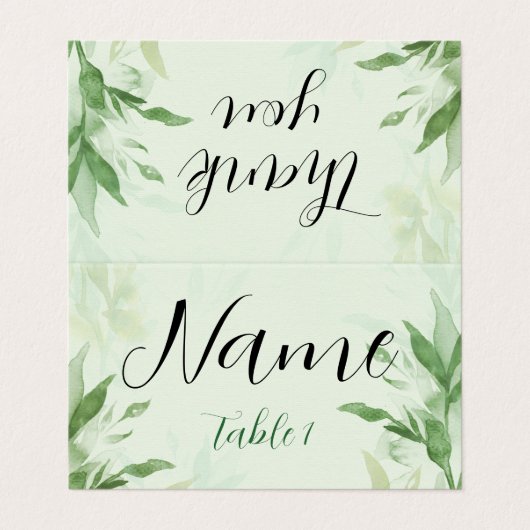 Elegant Forest Green Folded Place Card 名刺 (外部フラット)