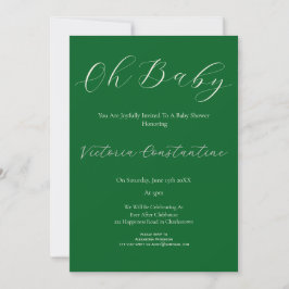 Elegant Forest Green Oh Baby Shower Invitation 招待状