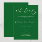 Elegant Forest Green Oh Baby Shower Invitation 招待状 (正面/裏面)