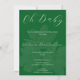 Elegant Forest Green Oh Baby Shower Invitation 招待状