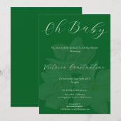 Elegant Forest Green Oh Baby Shower Invitation 招待状 (正面/裏面)