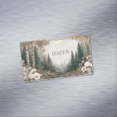 Elegant Forest Landscape White Peony Gold Frame マグネット名刺 (インサイチュ)