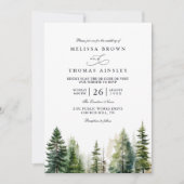 Elegant forest minimalist pine qr code wedding 招待状 (正面)