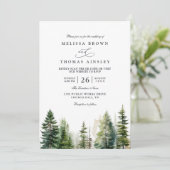 Elegant forest minimalist pine qr code wedding 招待状 (スタンド正面)