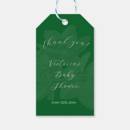 Elegant Forest & Sage Green Name Baby Shower  ギフトタグ