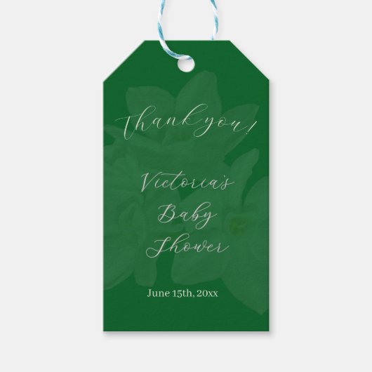 Elegant Forest & Sage Green Name Baby Shower  ギフトタグ (正面)