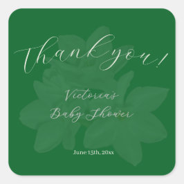 Elegant Forest & Sage Green Name Baby Shower  スクエアシール