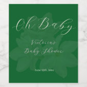 Elegant Forest & Sage Green Name Baby Shower  ワインラベル (シングルラベル)