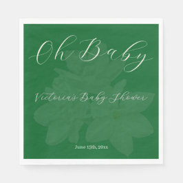 Elegant Forest & Sage Green "Oh Baby" Name Shower  スタンダードランチョンナプキン