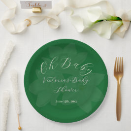 Elegant Forest & Sage Green "Oh Baby" Name Shower  ペーパープレート