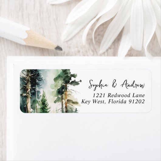Elegant Forest Wedding Return Address Label ラベル (インサイチュ)