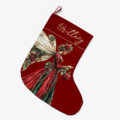 Elegant  Forestcore Christmas Fairy ラージクリスマスストッキング (正面 (吊り時))