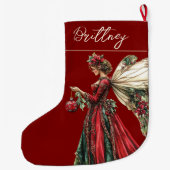 Elegant  Forestcore Christmas Fairy ラージクリスマスストッキング (裏面)