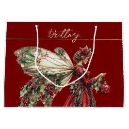 Elegant  Forestcore Christmas Fairy ラージペーパーバッグ