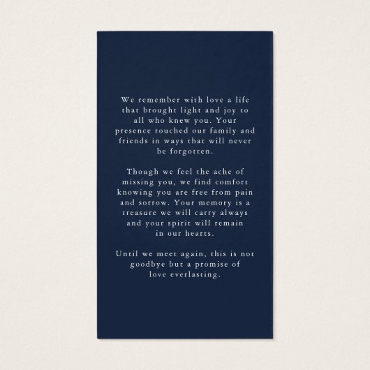 Elegant Forever Hearts Photo Funeral Prayer Card (裏面)