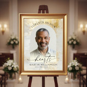 Elegant Forever Hearts Photo Script Gold Funeral ポスター