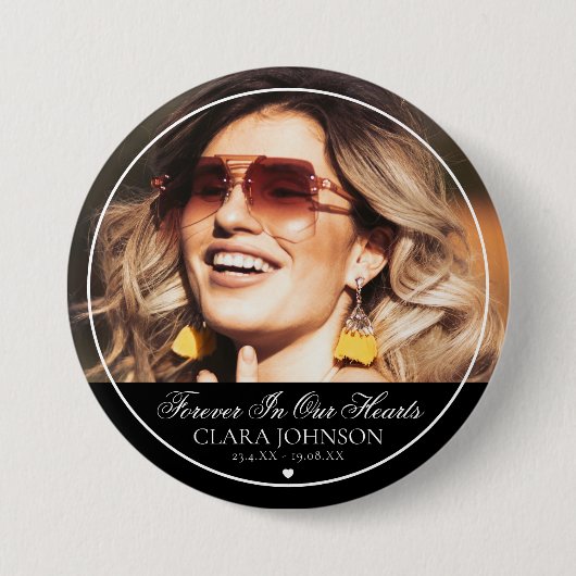 Elegant Forever in Our Hearts Memorial Photo 缶バッジ (正面)