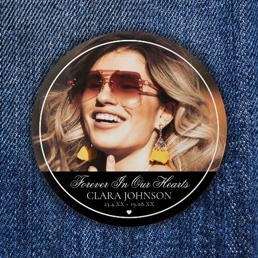 Elegant Forever in Our Hearts Memorial Photo 缶バッジ
