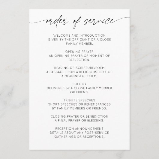 Elegant Forever In Our Hearts Order of Service プログラム (裏面)