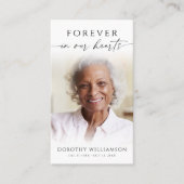 Elegant Forever in Our Hearts Photo Prayer Card 名刺 (正面)