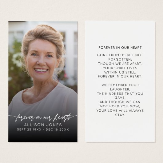 Elegant Forever In Our Hearts Script Photo Funeral (正面&裏面)