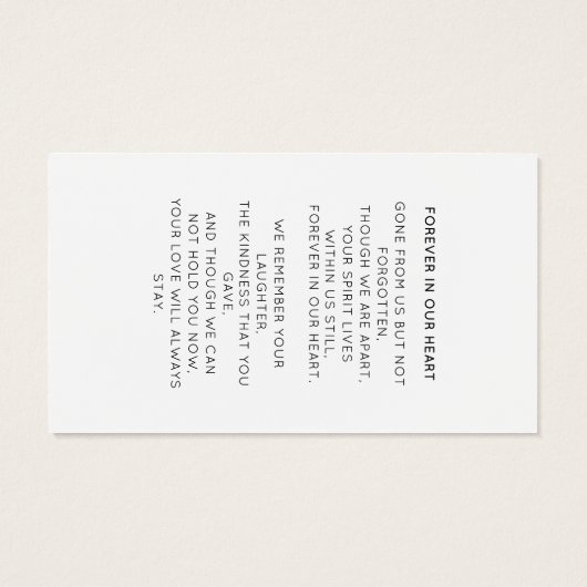 Elegant Forever In Our Hearts Script Photo Funeral (裏面)