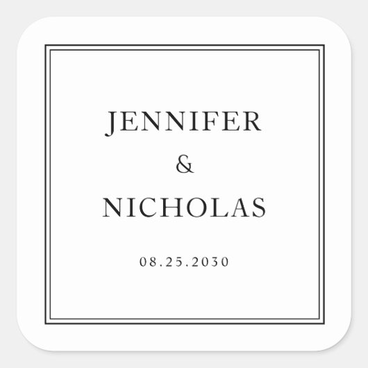 Elegant Formal  Black And White Wedding スクエアシール (正面)