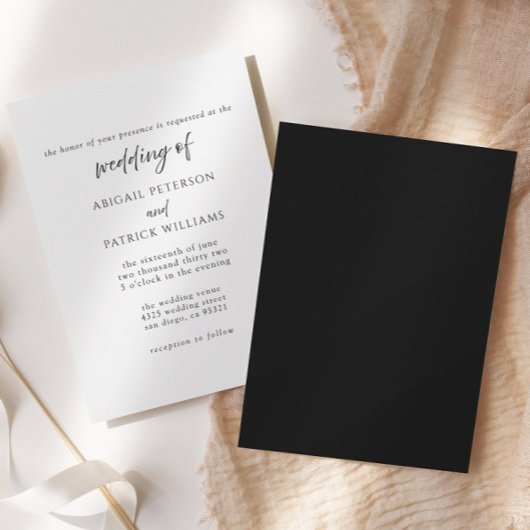 Elegant Formal Black & White Wedding Invitation  招待状