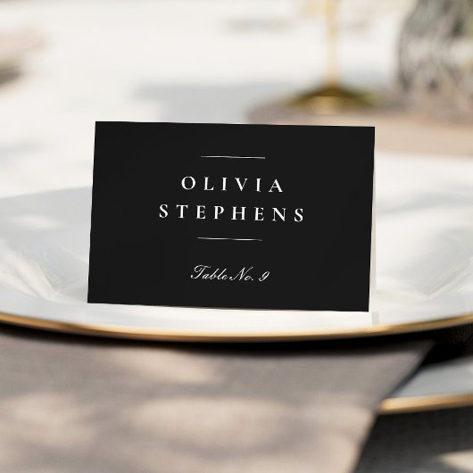 Elegant formal black white wedding place card テーブルナンバー