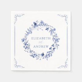 Elegant Formal Calligraphy Floral Wreath Wedding  スタンダードカクテルナプキン