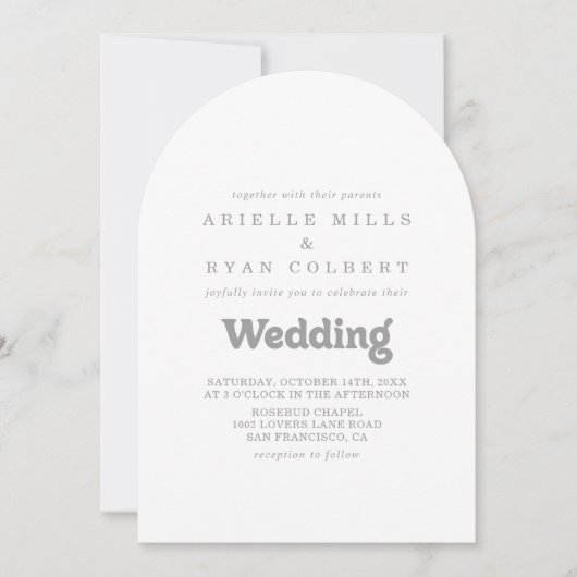 Elegant Formal Minimal Front & Back Wedding  招待状 (正面)