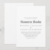 Elegant Formal Minimal Nuestra Boda Wedding 招待状 (正面/裏面)