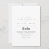 Elegant Formal Minimal Spanish Wedding 招待状 (正面)