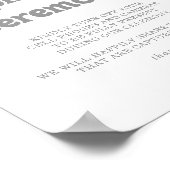 Elegant Formal Minimal Unplugged Ceremony Sign ポスター (角)