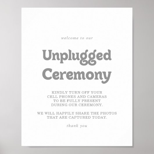 Elegant Formal Minimal Unplugged Ceremony Sign ポスター (正面)
