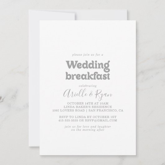 Elegant Formal Minimal Wedding Breakfast 招待状 (正面)