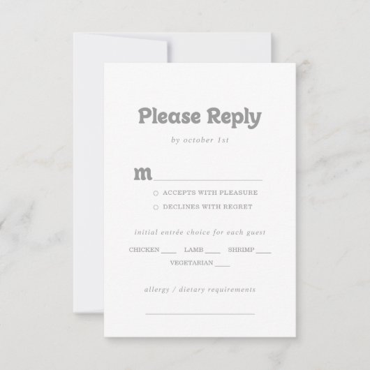 Elegant Formal Minimal Wedding Menu Choice RSVP (正面)