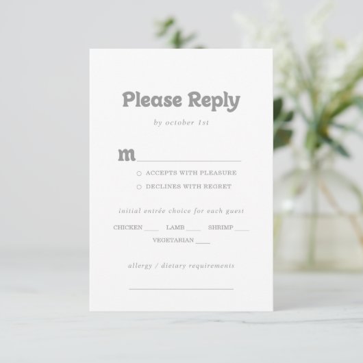 Elegant Formal Minimal Wedding Menu Choice RSVP (スタンド正面)