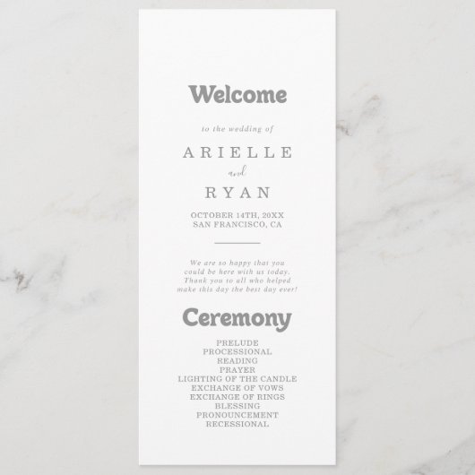 Elegant Formal Minimal Wedding Program プログラム (正面)