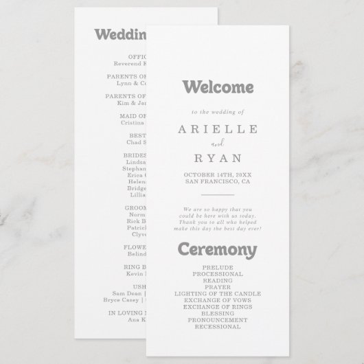 Elegant Formal Minimal Wedding Program プログラム (正面/裏面)