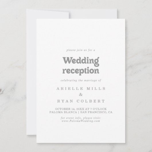 Elegant Formal Minimal Wedding Reception 招待状 (正面)