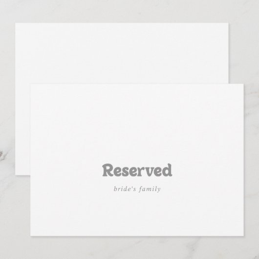 Elegant Formal Minimal Wedding Reserved Sign (正面/裏面)