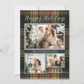 Elegant Formal Plaid Family Photo Happy Holidays シーズンカード (正面)