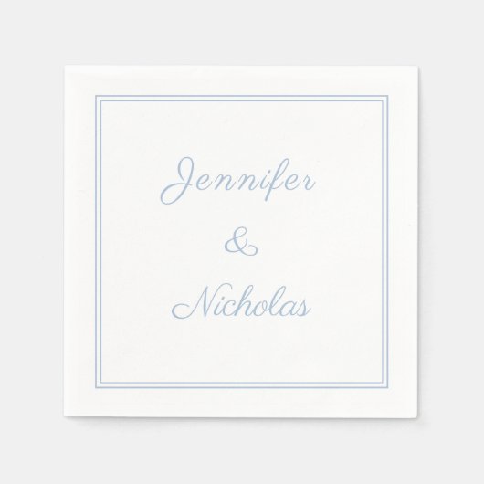 Elegant Formal Powder Blue Script Wedding スタンダードカクテルナプキン (正面)
